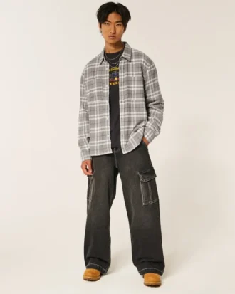 Chemise en flanelle à doublure thermique et coupe carrée