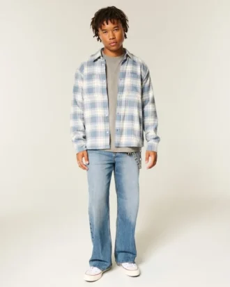 Chemise en flanelle à doublure thermique et coupe carrée