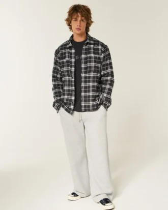Chemise en flanelle à doublure thermique et coupe carrée