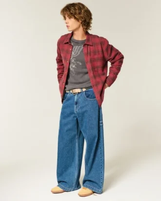 Chemise en flanelle à doublure thermique et coupe carrée