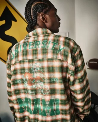 Chemise en flanelle à motif graphique des Hurricanes de l&rsquo;université de Miami
