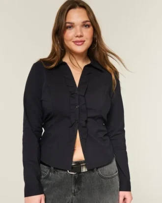 Chemise en popeline stretch style smoking