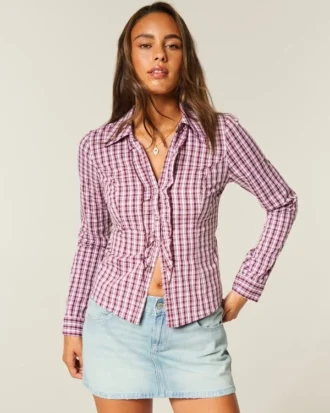 Chemise en popeline stretch style smoking