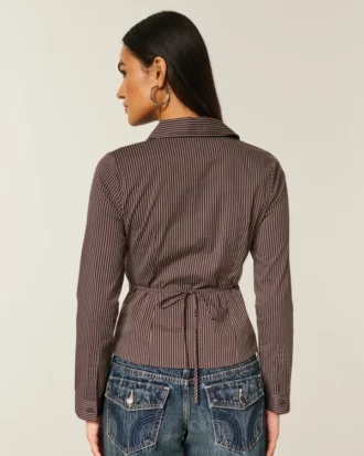 Chemise en popeline stretch style smoking