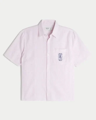 Chemise graphique Key West à manches courtes et coupe carrée en mélange de lin