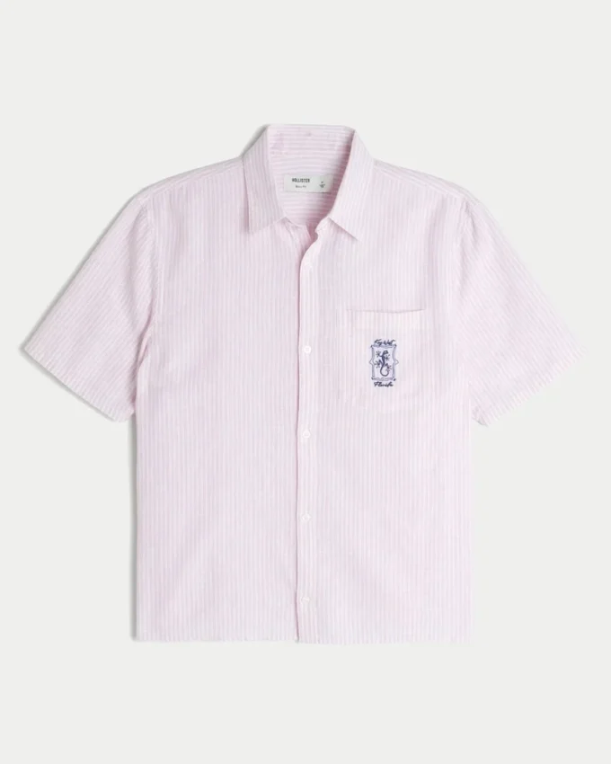 Chemise graphique Key West à manches courtes et coupe carrée en mélange de lin Chemise graphique Key West à manches courtes et coupe carrée en mélange de lin