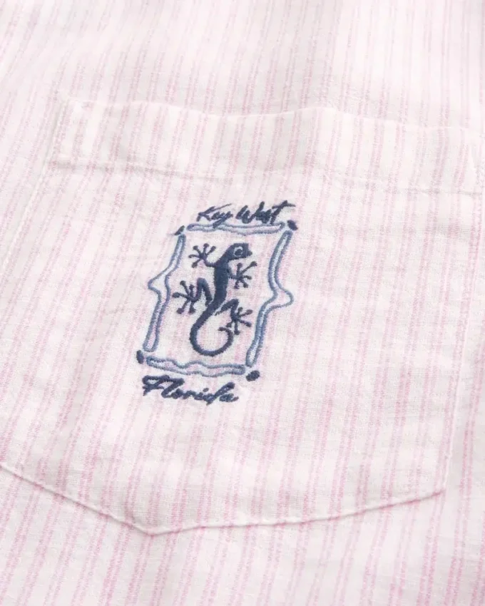 Chemise graphique Key West à manches courtes et coupe carrée en mélange de lin Chemise graphique Key West à manches courtes et coupe carrée en mélange de lin