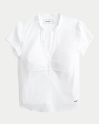 Chemise Henley à manches courtes et col en V