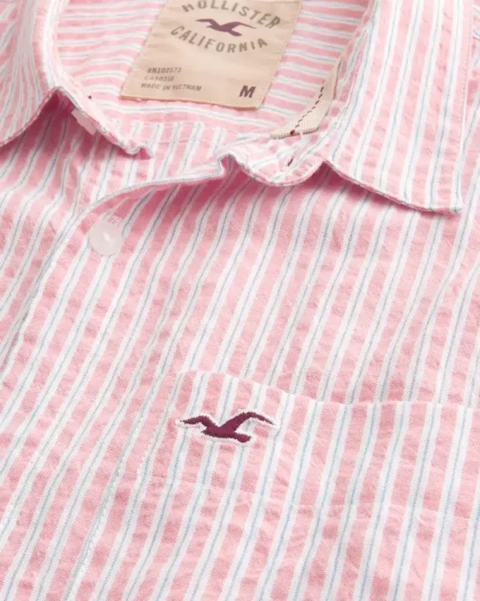 Chemise iconique à manches courtes en seersucker