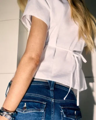Chemise à manches courtes en popeline
