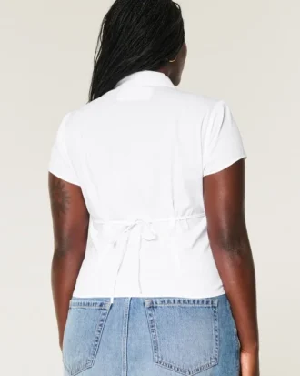 Chemise à manches courtes en popeline