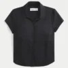Chemise à manches courtes en popeline stretch boutonnée Chemise à manches courtes en popeline stretch boutonnée