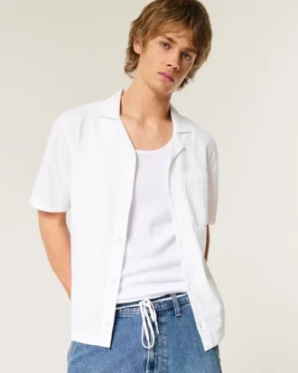 Chemise à manches courtes en seersucker