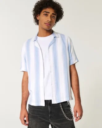 Chemise à manches courtes et rayures texturées
