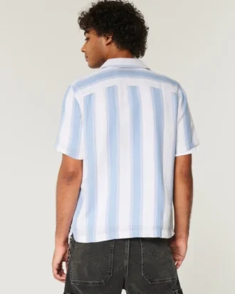 Chemise à manches courtes et rayures texturées