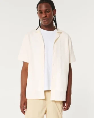 Chemise à manches courtes texturée décontractée