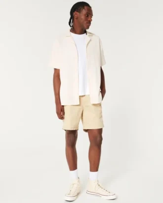 Chemise à manches courtes texturée décontractée