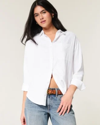 Chemise oversize en lin mélangé