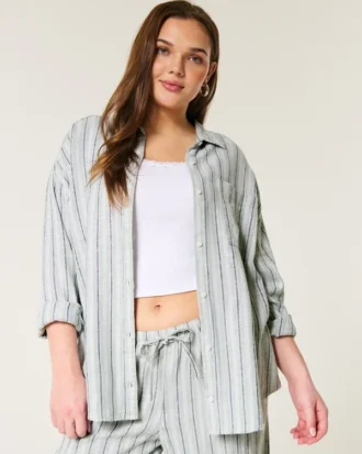 Chemise oversize en lin mélangé