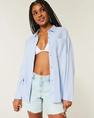 Chemise oversize en lin mélangé