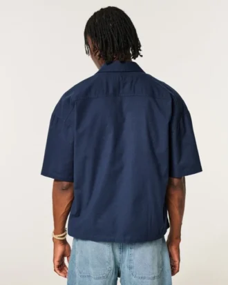 Chemise Oxford à manches courtes et coupe très carrée