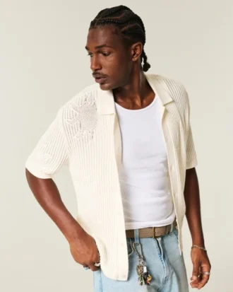 Chemise-pull à manches courtes et coupe carrée