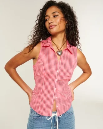 Chemise sans manches boutonnée