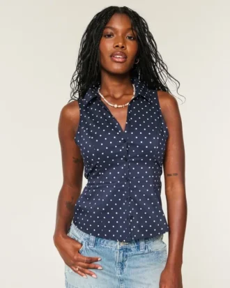 Chemise sans manches boutonnée