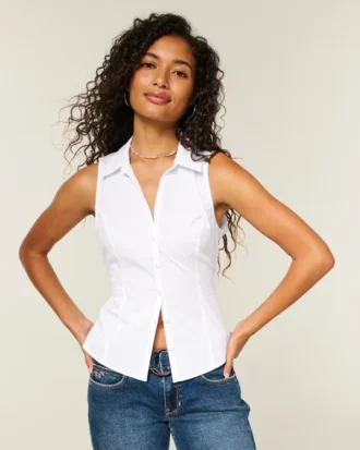 Chemise sans manches boutonnée