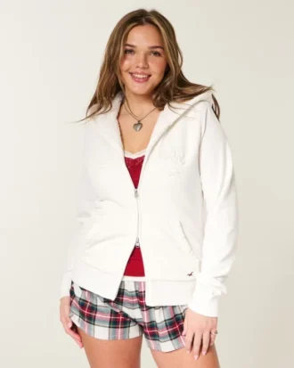 Collection Holiday Vault Sweat à capuche zippé avec logo graphique et doublure en sherpa