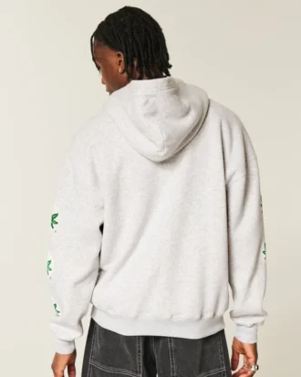 Coupe carrée Sweat à capuche zippé avec motif graphique Buckeyes de l&rsquo;université d&rsquo;État de l&rsquo;Ohio