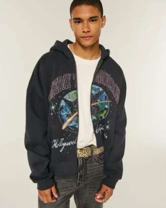 coupe rectangulaire sweat capuche zipp avec motif someday tomorrow 1 330x413 - Coupe rectangulaire Sweat &agrave; capuche zipp&eacute; avec motif Someday Tomorrow