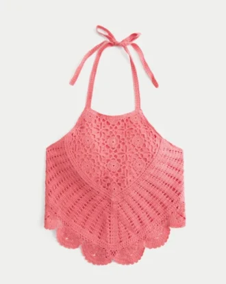 Débardeur à col haut et dos nu en crochet Débardeur à col haut et dos nu en crochet