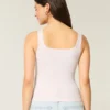 Débardeur à encolure carrée en tissu côtelé sans coutures Débardeur à encolure carrée en tissu côtelé sans coutures