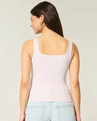 Débardeur à encolure carrée en tissu côtelé sans coutures
