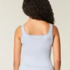 Débardeur à encolure carrée en tissu côtelé sans coutures Débardeur à encolure carrée en tissu côtelé sans coutures