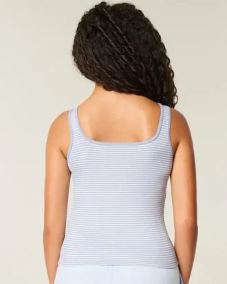 Débardeur à encolure carrée en tissu côtelé sans coutures