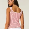 Débardeur à encolure carrée en tissu côtelé sans coutures Débardeur à encolure carrée en tissu côtelé sans coutures