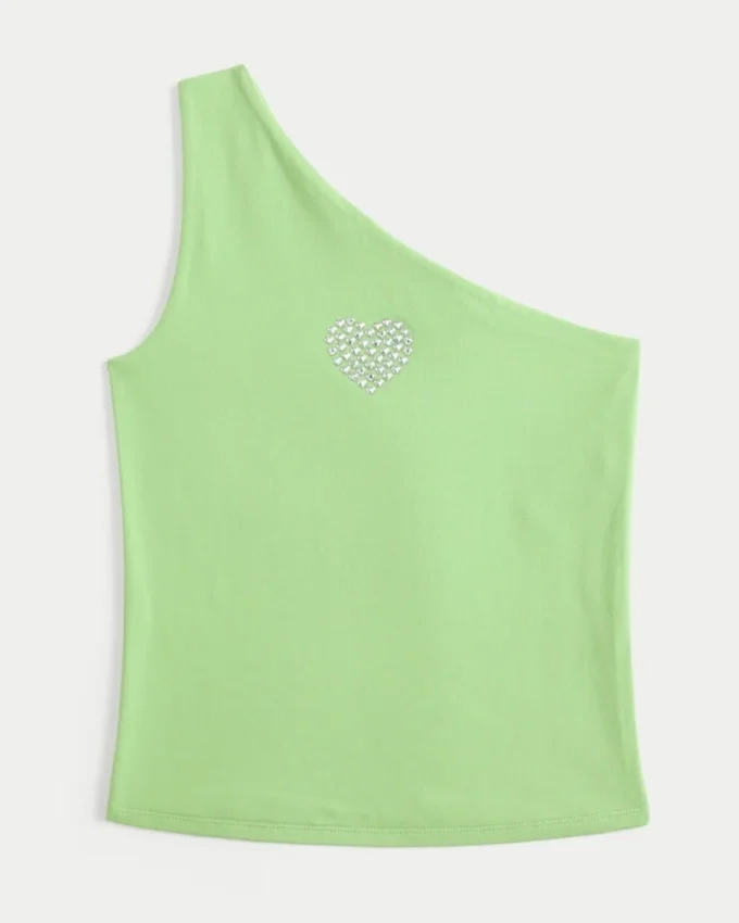 Débardeur à une épaule avec motif cœur Débardeur à une épaule avec motif cœur