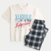 Ensemble t-shirt graphique et pantalon de pyjama en flanelle Suisse Ensemble t-shirt graphique et pantalon de pyjama en flanelle Suisse
