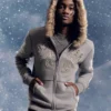 Faux fourrure Bordure Zip-Up Logo Graphique Hoodie Faux fourrure Bordure Zip-Up Logo Graphique Hoodie
