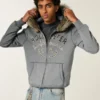 Faux fourrure Bordure Zip-Up Logo Graphique Hoodie Faux fourrure Bordure Zip-Up Logo Graphique Hoodie