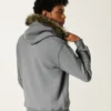Faux fourrure Bordure Zip-Up Logo Graphique Hoodie Faux fourrure Bordure Zip-Up Logo Graphique Hoodie