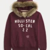 Faux fourrure Bordure Zip-Up Logo Graphique Hoodie Faux fourrure Bordure Zip-Up Logo Graphique Hoodie