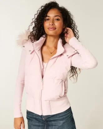 Gilet à capuche Y2K avec bordure en fausse fourrure
