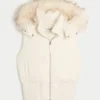 Gilet à capuche Y2K avec bordure en fausse fourrure Gilet à capuche Y2K avec bordure en fausse fourrure
