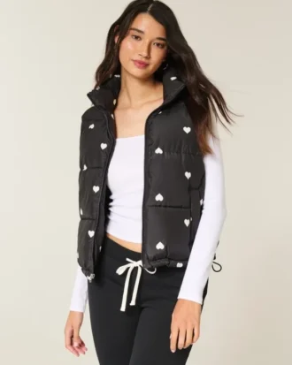 Gilet matelassé à motif cœur
