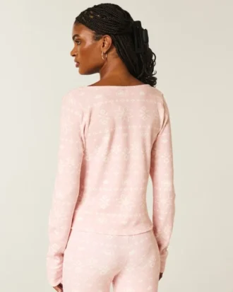 Gilly Hicks Top à manches longues et encolure dégagée Always Cozy Waffle