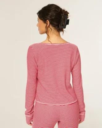 Gilly Hicks Top à manches longues et encolure dégagée Always Cozy Waffle