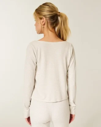 Gilly Hicks Top à manches longues et encolure dégagée Always Cozy Waffle